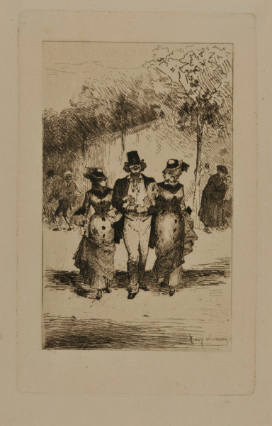 THREE FIGURES STROLLING