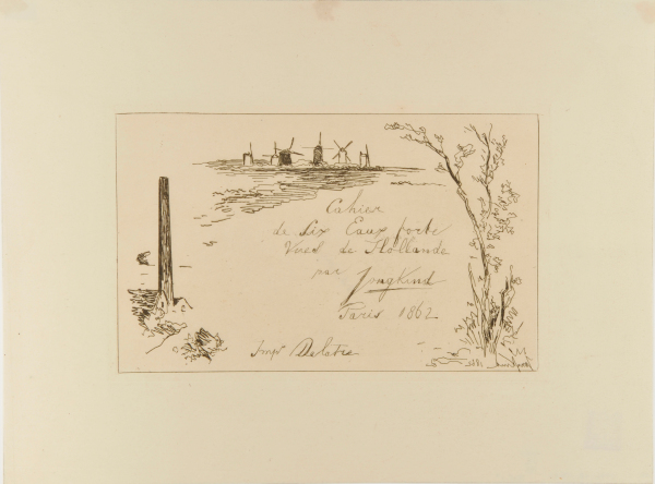 Title plate from the series “Cahier de six eaux-fortes, vues de Hollande”