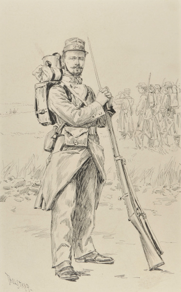 Portrait of a Standing Soldier with Rifle