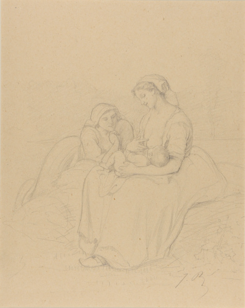 Woman Breast Feeding Her Child, Accompanied by Another Woman