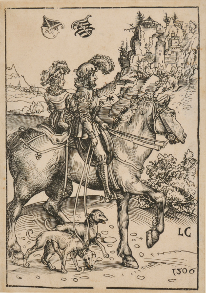 GENTLEMAN AND LADY RIDING TO THE HUNT
