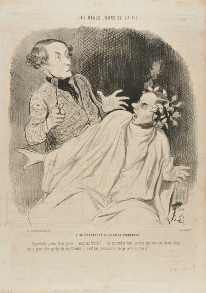 THE INCONVENIENCE OF HAVING HIS HAIR CURLED. OH BLAST.... LOOK HERE, WATCH OUT... YOU ARE BURNING ME.... I AM MEETING SOMEONE, AND I WANT YOU TO MAKE ME LOOK GOOD... BUT IN ORDER TO DECLARE MY BURNING PASSION, I DON'T NEED TO SMELL SCORCHED!
