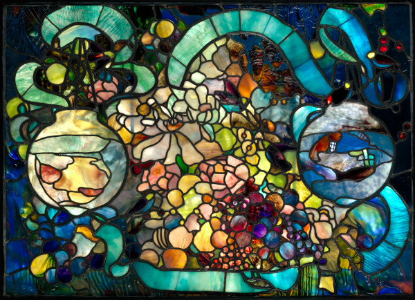 "FLOWER, FISH AND FRUIT" WINDOW PANEL