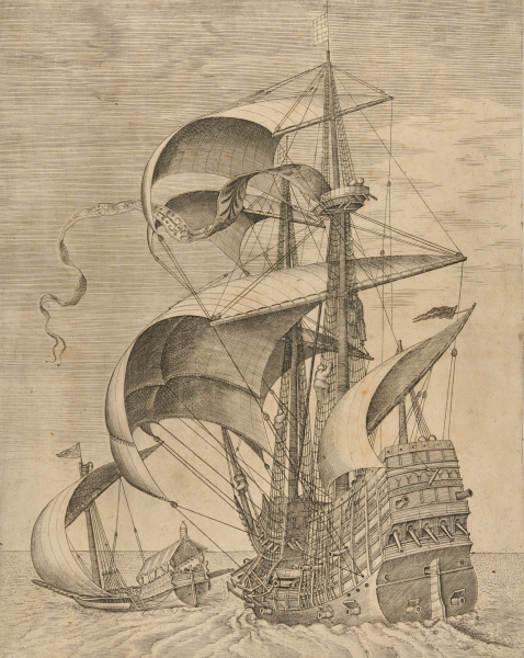 MAN OF WAR, SEEN HALF FROM THE LEFT