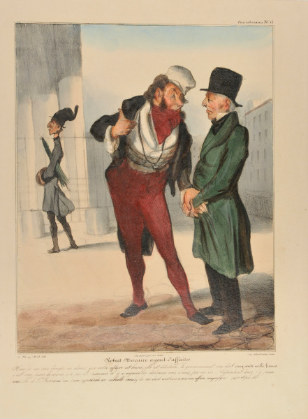 ROBERT MACAIRE, BUSINESS AGENT. YESTERDAY I MADE A MISTAKE WHEN I SAID THAT YOUR BUSINESS IS IN GOOD SHAPE. IT'S DETESTABLE. THE GOVERNMENT OWES YOU FIVE HUNDRED THOUSAND FRANCS, IT'S TRUE, BUT THE DEBT HASN'T BEEN RECOGNIZED, THERE'S A FORFEITURE TODAY, YOU WON'T HAVE A PENNY. HOWEVER, COME TO THINK OF IT, THERE'S MR. DE ST. BERTRAND, A RICH CAPITALIST, AN IMBECILE, SELL HIM YOUR INTERESTS FOR A HUNDRED CROWNS, THAT'LL BE A SPLENDID DEAL... (ASI