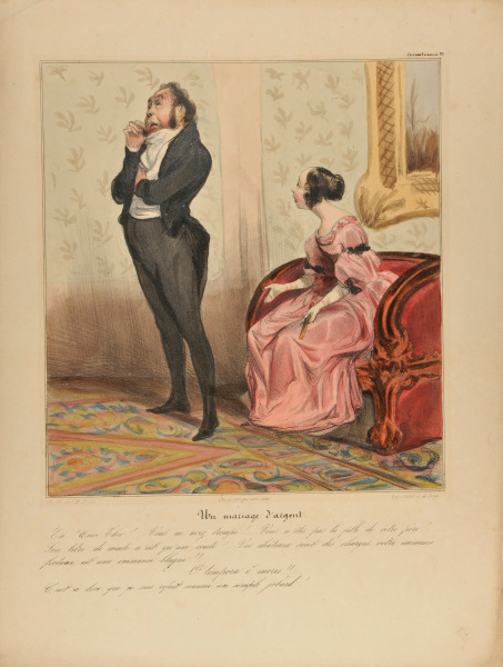 MARRIAGE OF CONVENIENCE. - EH! WHAT? ELOA!!... YOU'VE DECEIVED ME!... YOU'RE NOT YOUR FATHER'S DAUGHTER... HIS TITLE OF COUNT IS JUST A FAIRY TALE... YOUR CASTLES ARE AN ILLUSION, YOUR ENORMOUS FORTUNE AN ENORMOUS JOKE!!... O TEMPORA O MORES!!... - IN OTHER WORDS I'VE BEEN TAKEN FOR A RIGHT MUG!