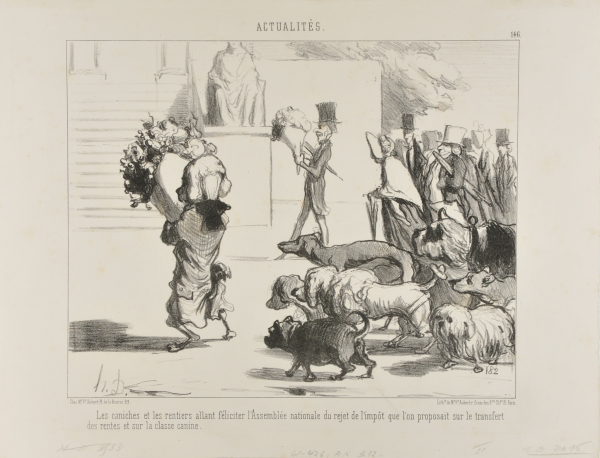 POODLES AND HOLDERS OF BONDS ON THEIR WAY TO CONGRATULATE THE NATIONAL ASSEMBLY FOR ABOLISHING THE TAX ON THE TRANSFER OF REVENUE AND ON THE OWNERSHIP OF DOGS.