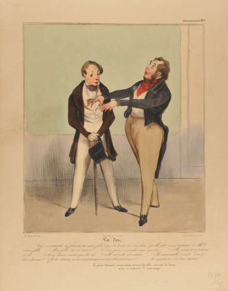 A DOWRY. - YOU ARE AWARE OF MY SON'S WEALTH, BE KIND ENOUGH TO TELL ME THE DOWRY YOU ARE GIVING TO YOUR DAUGHTER.... - MY DAUGHTER IS A TREASURE.. - I'M SURE OF THAT, BUT SHE... - SHE IS WORTH HER WEIGHT IN GOLD... - UNDOUBTEDLY, BUT HER DOW.... - SHE IS RICH IN VIRTUE! - WONDERFUL, BUT YOU ARE GIVING HER...? - I GIVE HER MY APPROVAL, MY BLESSING AND… HOW TO MAKE USE OF IT. THE YOUNG MAN IN LOVE, MARRIES THE GIRL, PLACATES HIS FATHER-IN-LAW AND C