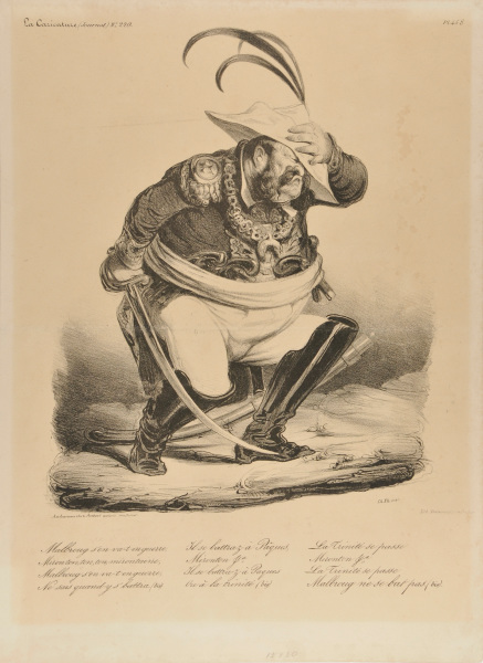 MALBROUG IS GOING TO WAR / MIRONTON, TON, TON, MIRONTAINE, / MALBROUG IS GOING TO WAR / BUT DOESN’T KNOW WHEN HE'LL FIGHT (BIS) / HE IS GOING TO FIGHT AT EASTER / MIRONTON, TON, TON, MIRONTAINE, / HE IS GOING TO FIGHT AT EASTER / OR AT TRINITY. (BIS) / TRINITY HAS PASSED / MIRONTON, TON, TON, MIRONTAINE, / TRINITY HAS PASSED / AND MARLBROUGH HAS NOT FOUGHT.(BIS)