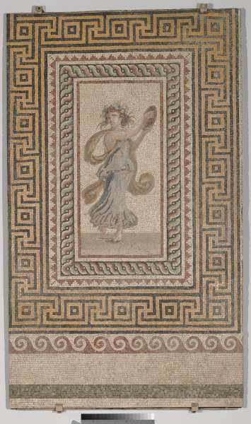 Fragment of floor mosaic depicting a dancing maenad