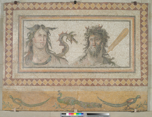 Fragment of floor mosaic depicting Tethys and Oceanus