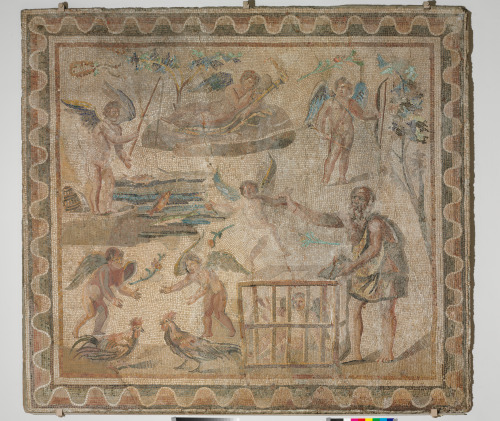 Fragment of floor mosaic depicting a peddler of Erotes