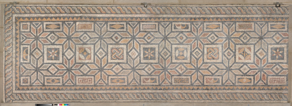 Fragment of floor mosaic depicting stars and squares