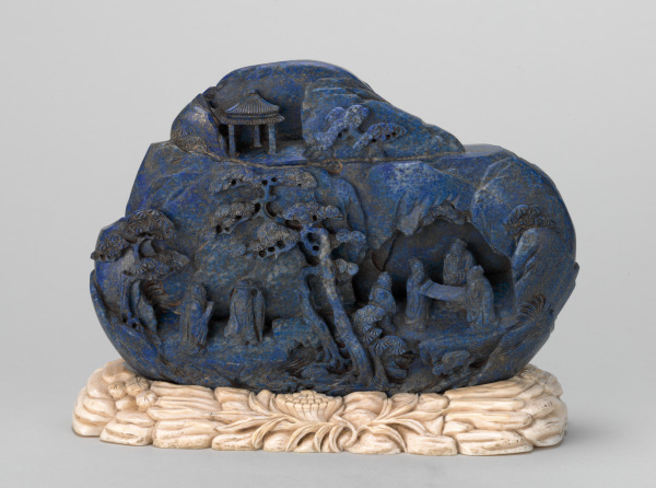 Miniature Mountain Decorated with Immortals and Deer