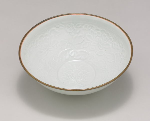 Qingbai Bowl with Molded Peony Design