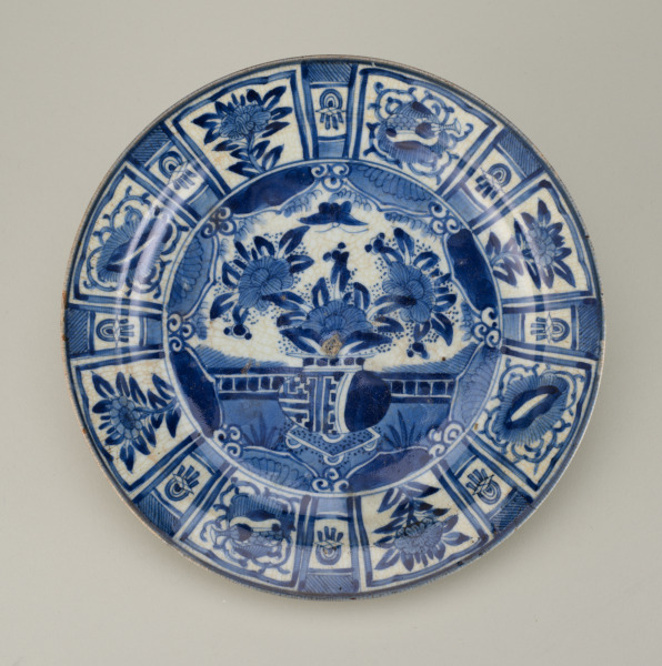 Dish Decorated with a Basket of Flowers