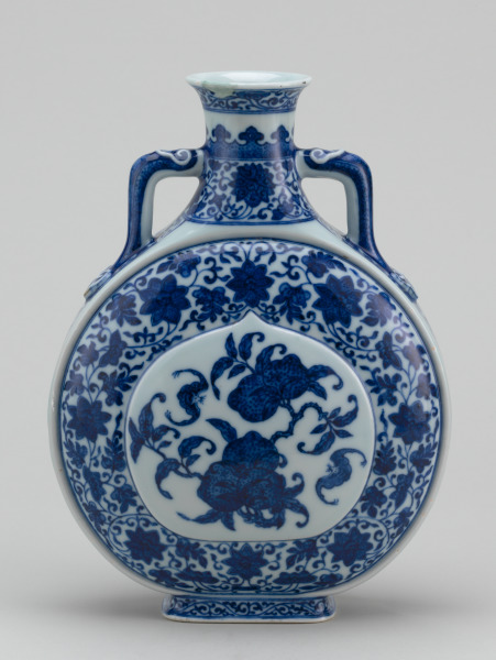 Moon Flask or Pilgrim Bottle Decorated with Peaches