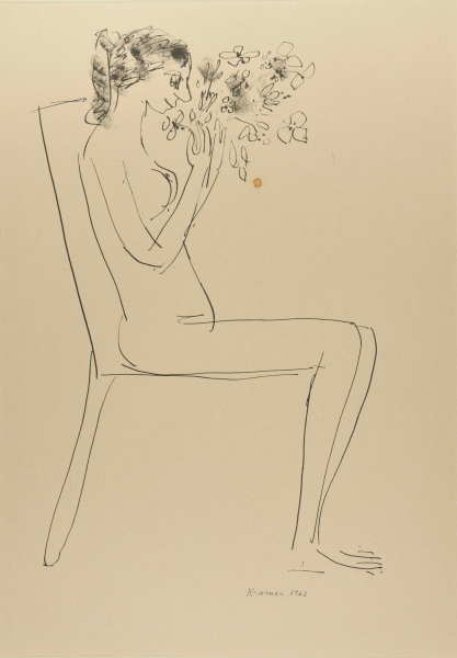 Seated Nude with Flowers