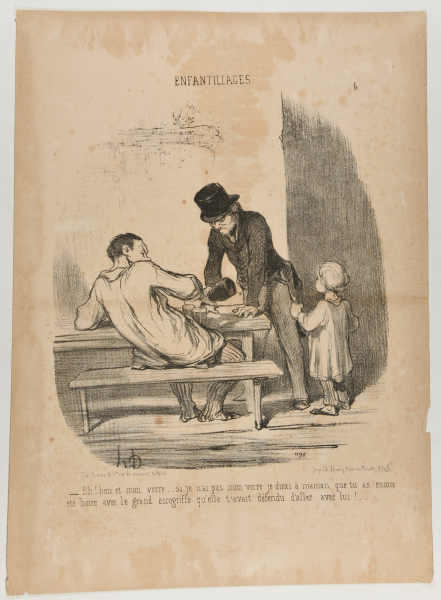 EH! MY GLASS....IF I DON'T HAVE MY GLASS I WILL TELL MOTHER THAT YOUR WERE DRINKING AGAIN WITH THE SCOUNDREL WHOM SHE'S FORBIDDEN YOUR HANGING AROUND.