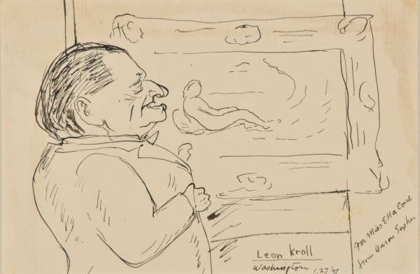 CARRICATURE OF IRON (SIC; LEON?) KROLL. SKETCHED AT THE CORCORAN GALLERY, WASHINGTON