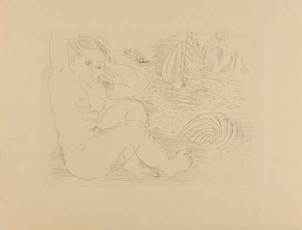 Nude Woman with Seaside Background