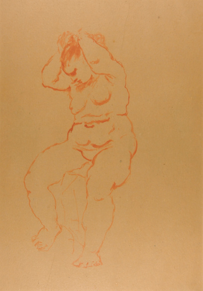 SEATED NUDE ARRANGING HER HAIR