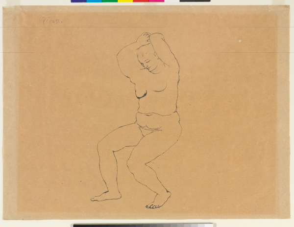 SEATED NUDE ARRANGING HER HAIR
