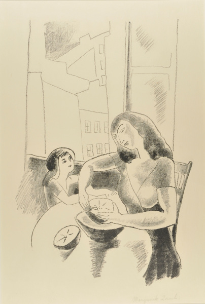 Woman and Child Eating Fruit