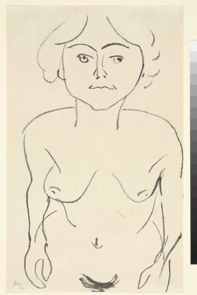 FRONTAL NUDE, DOWNWARD VIEW