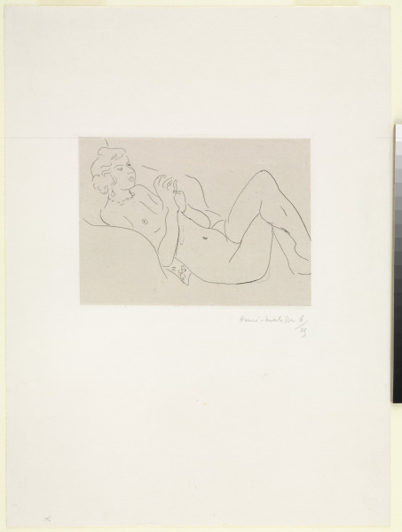 NUDE OUTSTRETCHED, LEGS CROSSED, WITH A NECKLACE