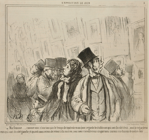 MY DEAR, SINCE WE WON'T HAVE ENOUGH TIME TO SEE EVERYTHING IN ONE DAY, YOU SHOULD LOOK AT THE PICTURES ON THE RIGHT WHILE I'LL LOOK AT THE ONES ON THE LEFT, AND WHEN WE GET HOME, WE'LL TELL EACH OTHER EVERYTHING WE SAW.