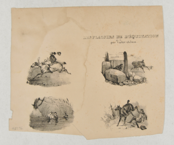VIGNETTE FROM "THE VARIOUS PLEASURES OF EQUITATION ILLUSTRATED IN TWENTY-TWO SKETCHES WHICH ALL SHOW HORSEMEN BEING INJURED"
