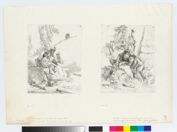 AN ORIENTAL PEASANT AND FAMILY (LEFT); TWO MAGICIANS AND TWO YOUNG PEOPLE (RIGHT)