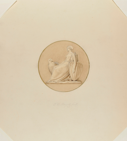 Seated Liberty with Shield and Eagle [round]