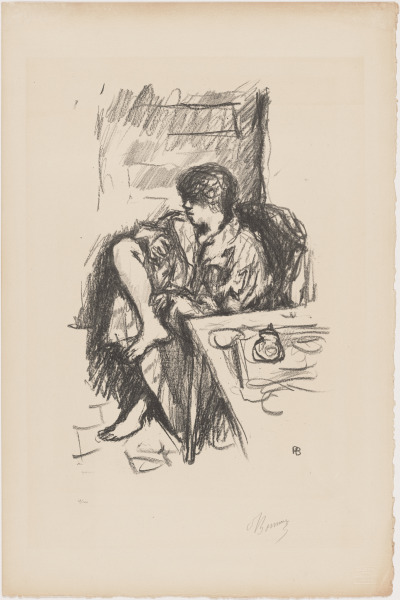 WOMAN DRESSING, SEATED