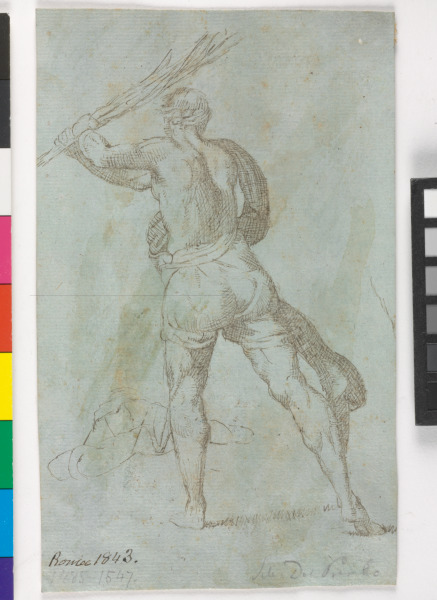 MAN WITH SWITCH SEEN FROM BEHIND (RECTO); STUDY OF HORSES (VERSO)