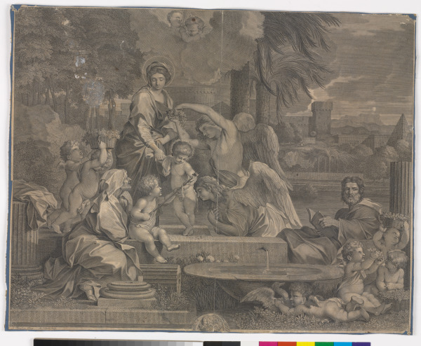 HOLY FAMILY WITH ANGELS ADORING THE CHRIST CHILD