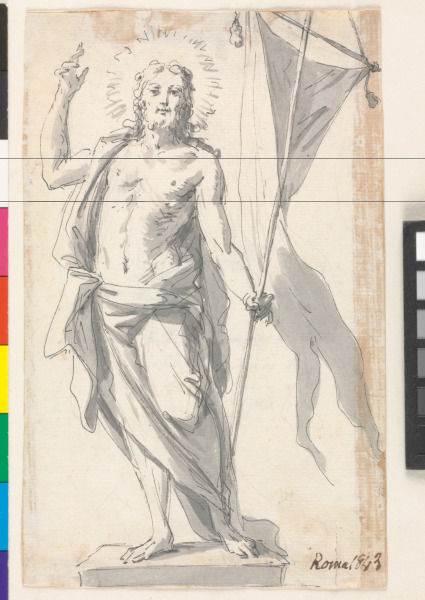 THE RISEN CHRIST HOLDING A BANNER