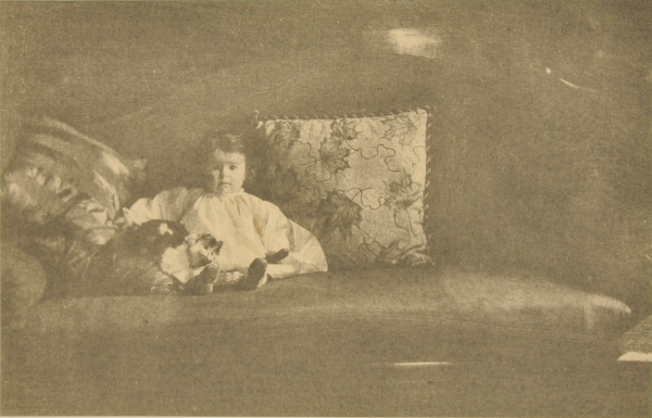 Child on Sofa with Cat