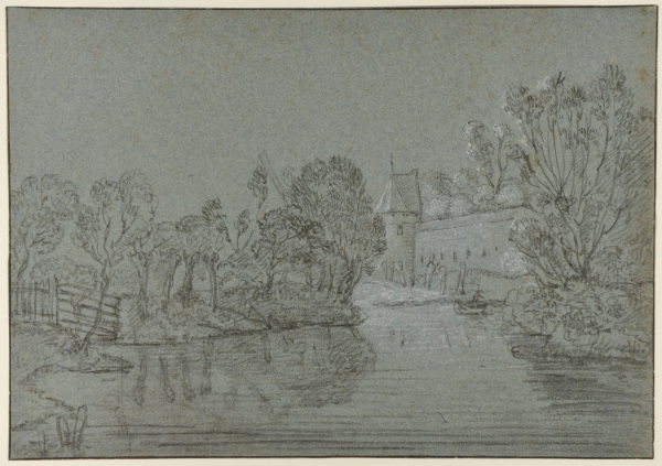 Landscape with Towered Moat (recto); Sketch (verso)