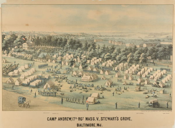 Camp Andrew, 17th Rgt. Mass. V. Stewart's Grove, Baltimore, Md.