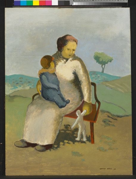 MOTHER AND CHILD IN LANDSCAPE