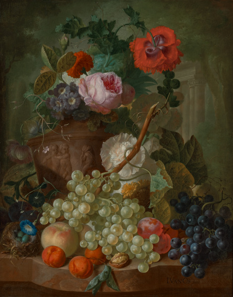 Still Life with Grapes, Fruit and Flowers