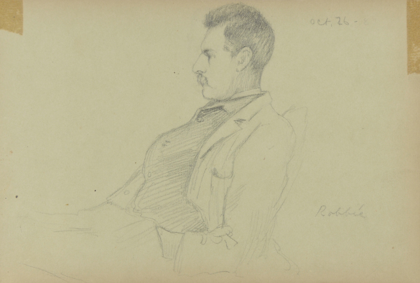 Sketch from a Camping Trip on the Lower Susquehanna in 1887 (half length portrait of a man seated in profile)