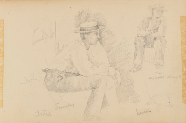 Sketch from a Camping Trip on the Lower Susquehanna in 1887 (study with two figures). Inscribed: ‘work days/Sunday – Artie.’