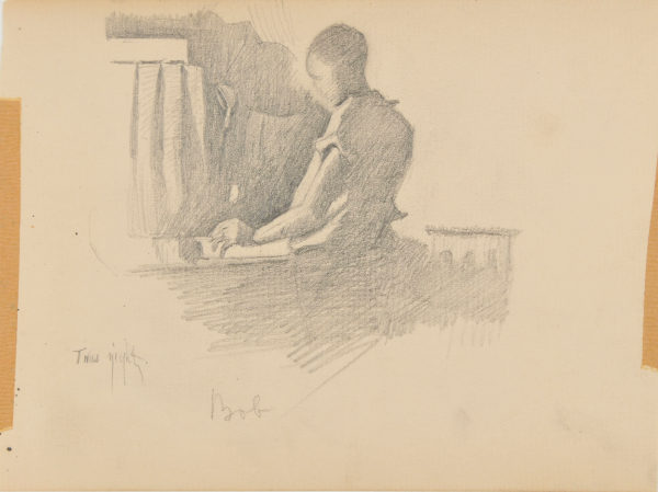 Sketch from a Camping Trip on the Lower Susquehanna in 1887 (half length study of a man, facing left). Inscribed: ‘Twas night/Bob’