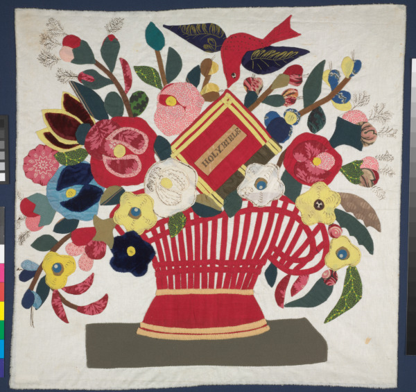 FLORAL BASKET WITH BIRD AND BIBLE