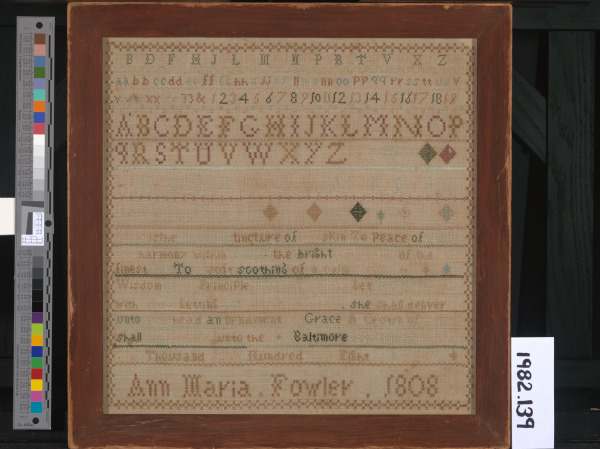 BAND SAMPLER WITH QUOTATIONS FROM ISAAC WATTS AND PROVERBS