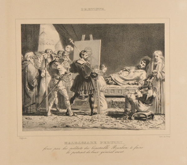 BALDASSARE PERUZZI, FORCED BY THE SOLDIERS OF CONSTABLE BOURBON, TO MAKE THE PORTRAIT OF THEIR DEAD GENERAL