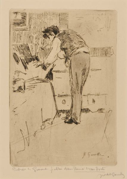HENRI GUÉRARD CONSULTING A BOX OF PRINTS
